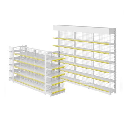 購入 Double-Sided Gondola Shelving 5-Tier Metal Supermarket Rack online manufacture