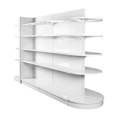 購入 Metallic Supermarket Shelving 5-Shelf Light Duty Gondola Display online manufacture
