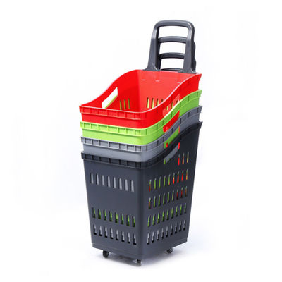 スーパーマーケット プラスチック トロッリーバスケット 簡単に持ち運びられる 買い物バスケット