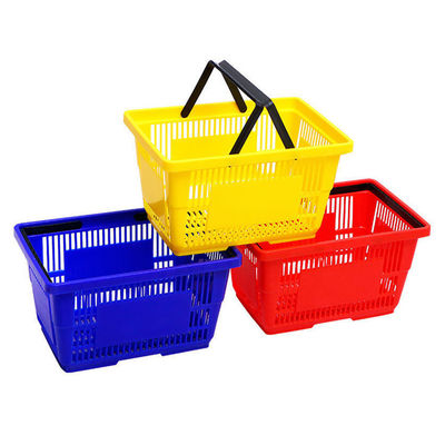 折りたたむポータブル プラスチック トロッキーバスケット 食料品 プラスチック ショッピングバスケット