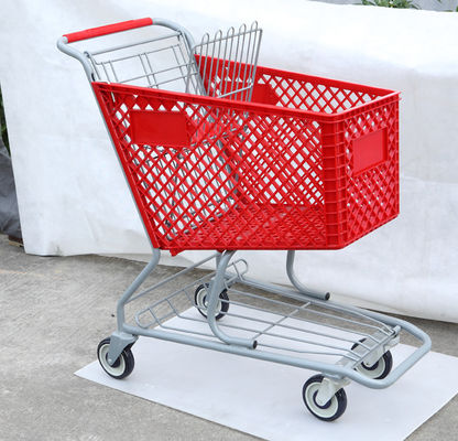 125L車輪ODMの四輪買物車のプラスチック トロリー バスケット