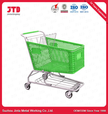 200Lプラスチック トロリー バスケット4の車輪OEMの緑の買物車